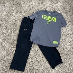 Under Armour Gray and Black Kids Basketball Outfit